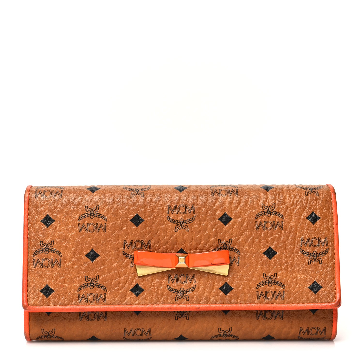 MCM Visetos Mina Long Trifold Wallet Cognac 1 of 12