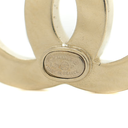 Chanel Crystal Metal CC Paris Button Stud Earrings Gold 4 of 5