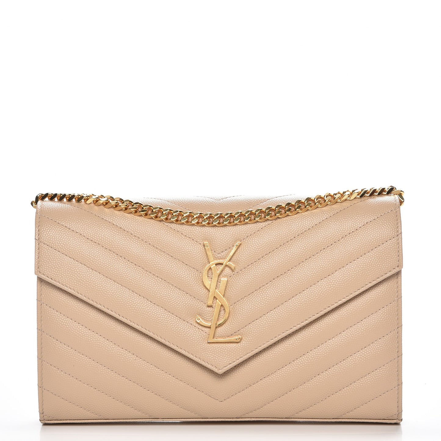 Grain De Poudre Matelasse Chevron Monogram Chain Wallet Nude Powder