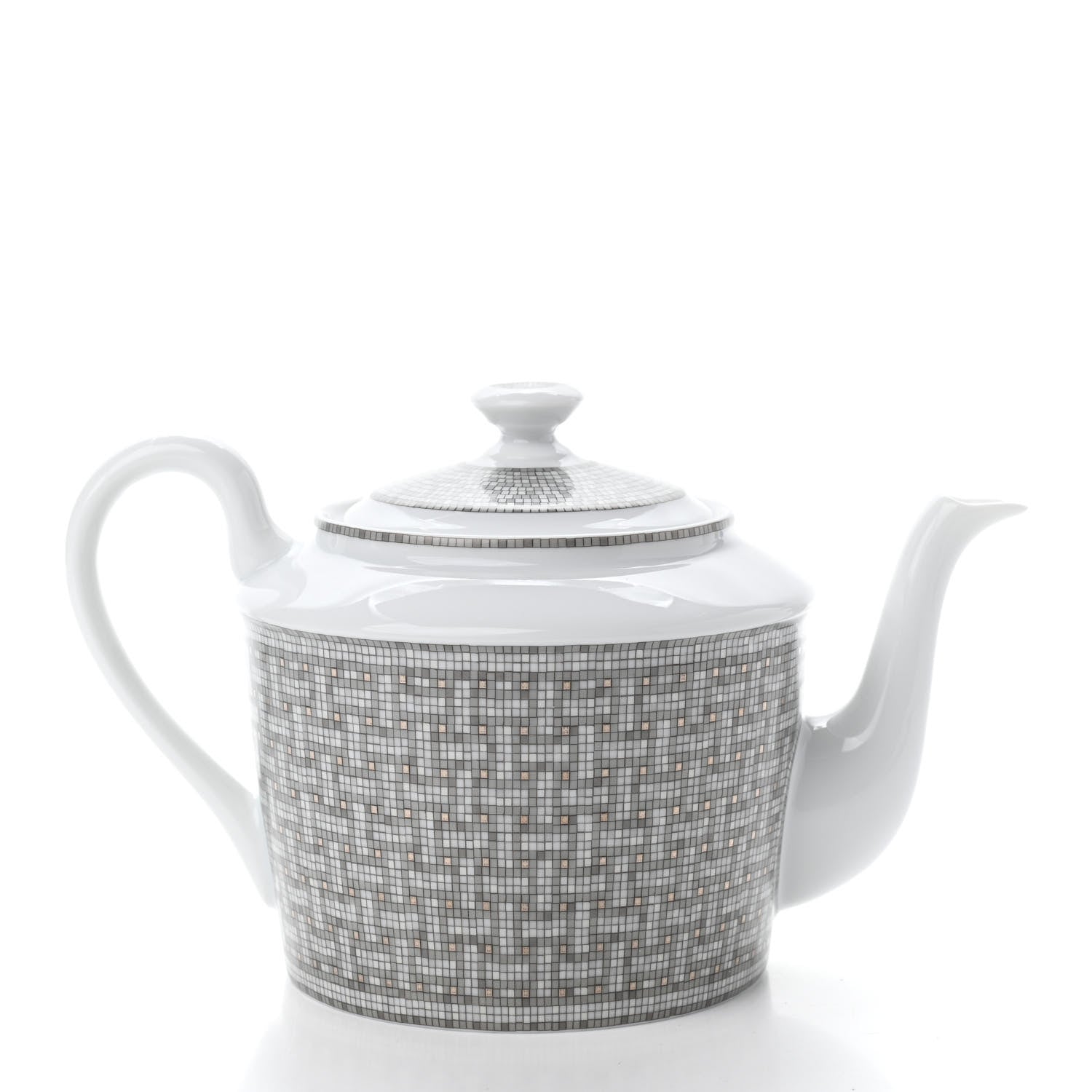Hermes Porcelain 24 Mosaique Teapot Cup Set Platinum 3 of 11