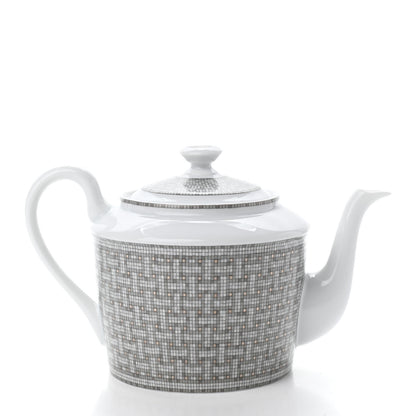 Hermes Porcelain 24 Mosaique Teapot Cup Set Platinum 3 of 11