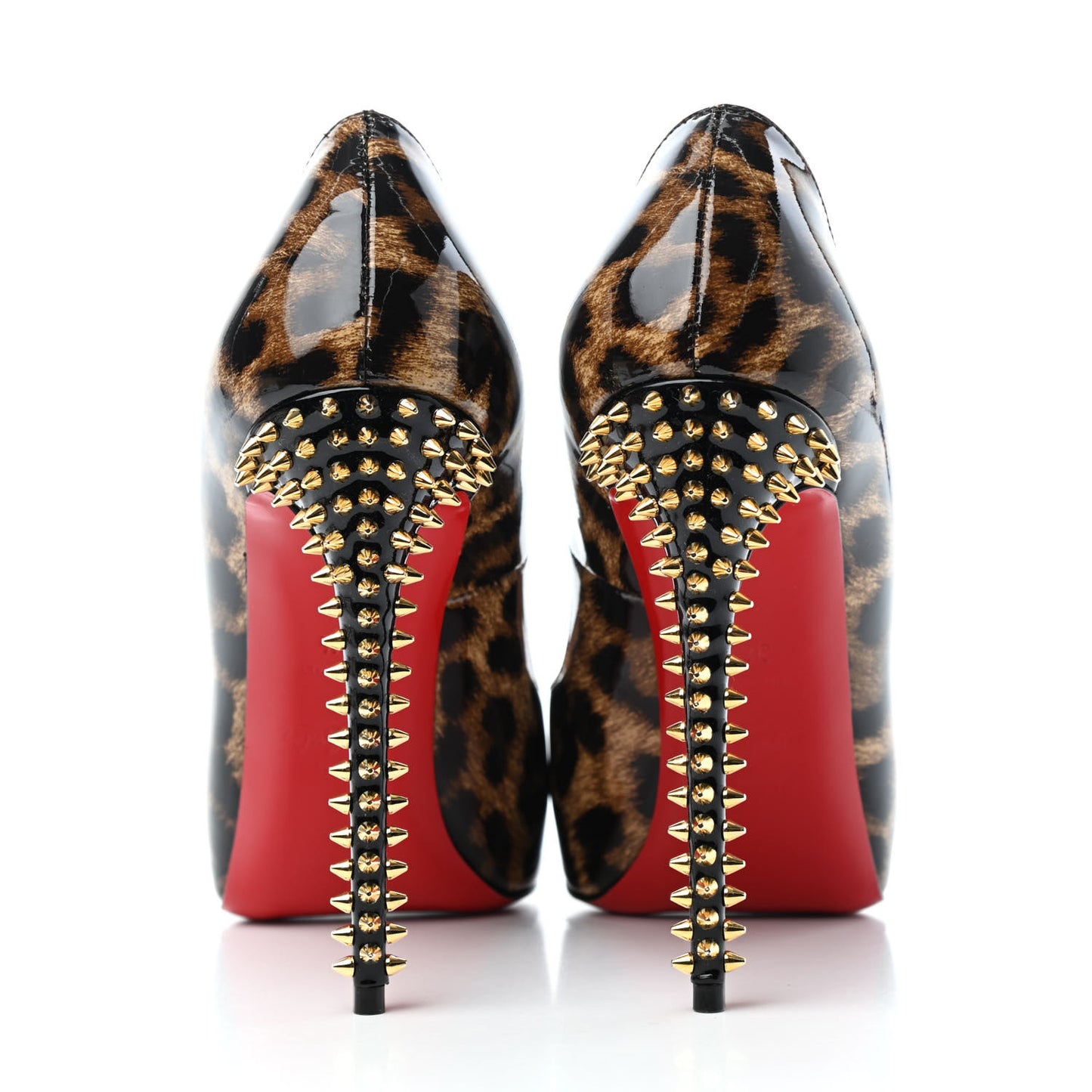 Patent Leopard New Very Prive Spikes 120 Pumps 36.5 Brown