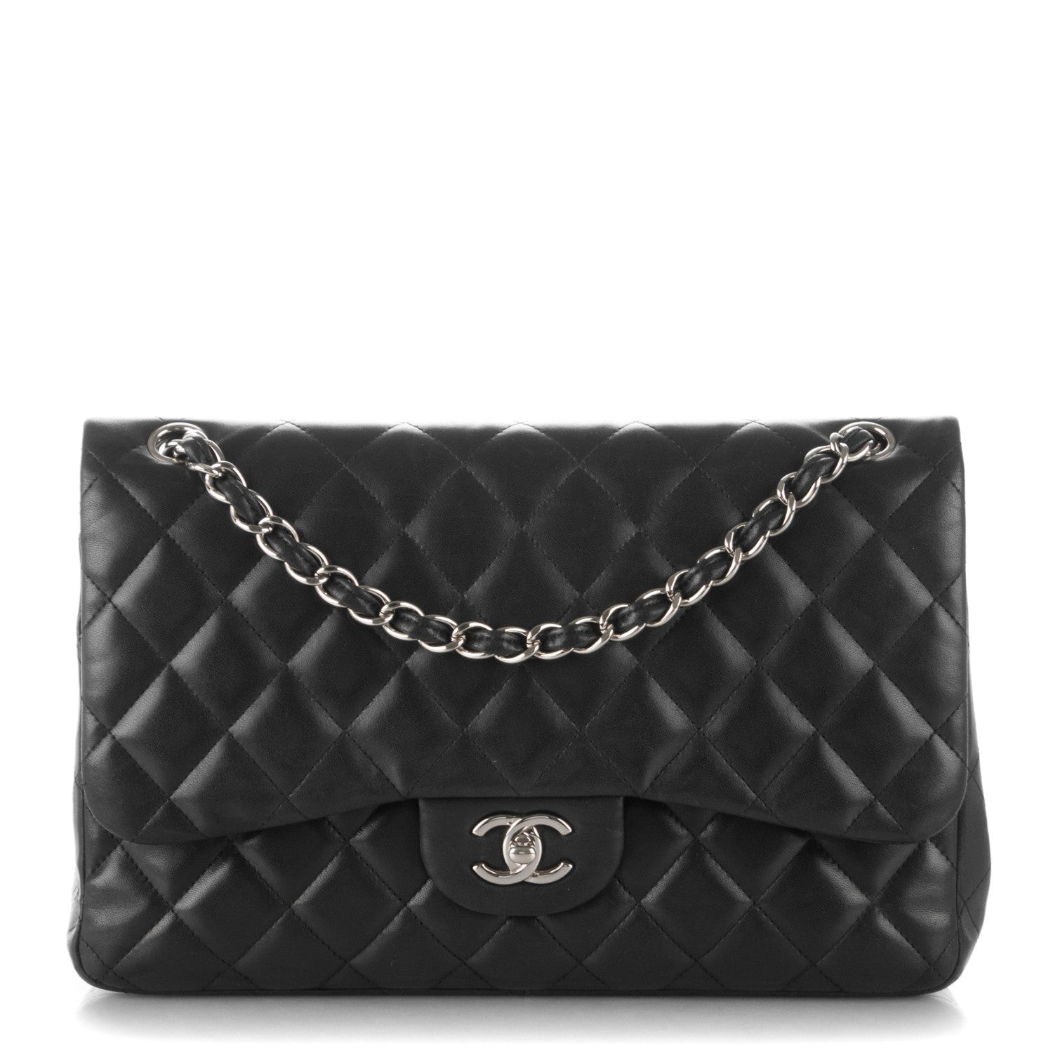 Chanel Lambskin Quilted Jumbo Double Flap Black 1 of 10