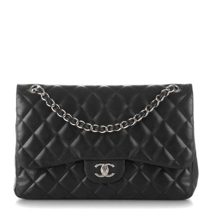 Chanel Lambskin Quilted Jumbo Double Flap Black 1 of 10