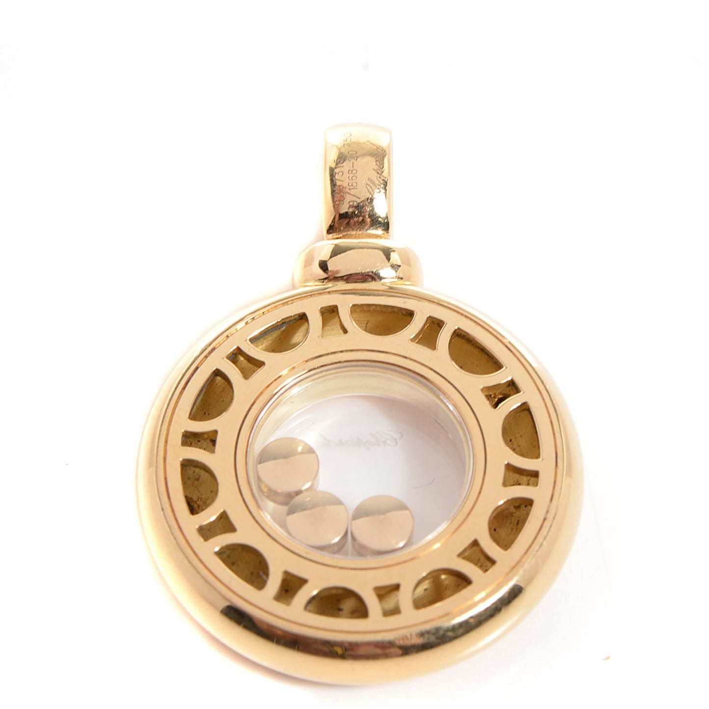 18K Yellow Gold Diamond Happy Icons Round Pendant
