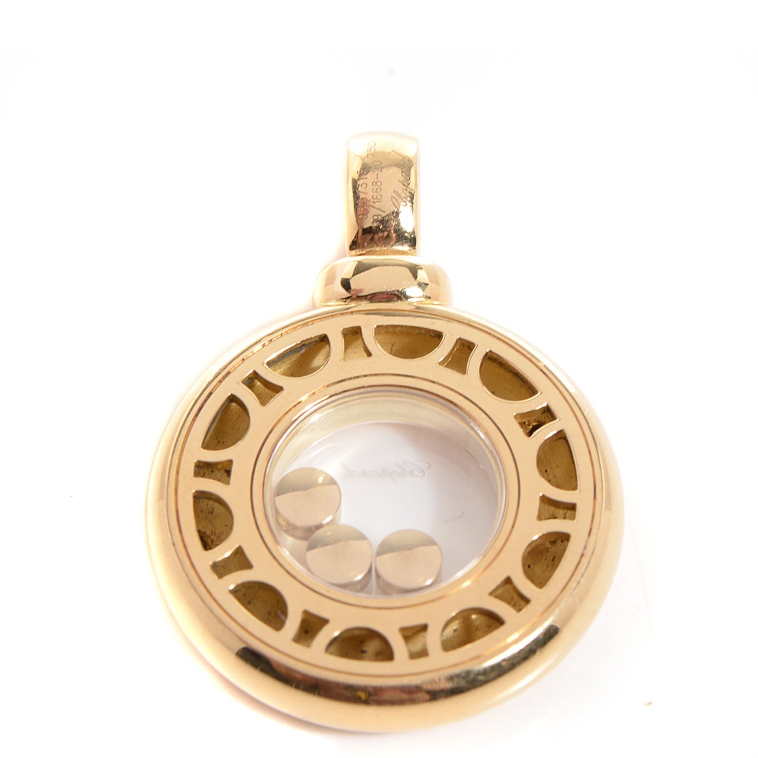 Chopard 18K Yellow Gold Diamond Happy Icons Round Pendant 3 of 4