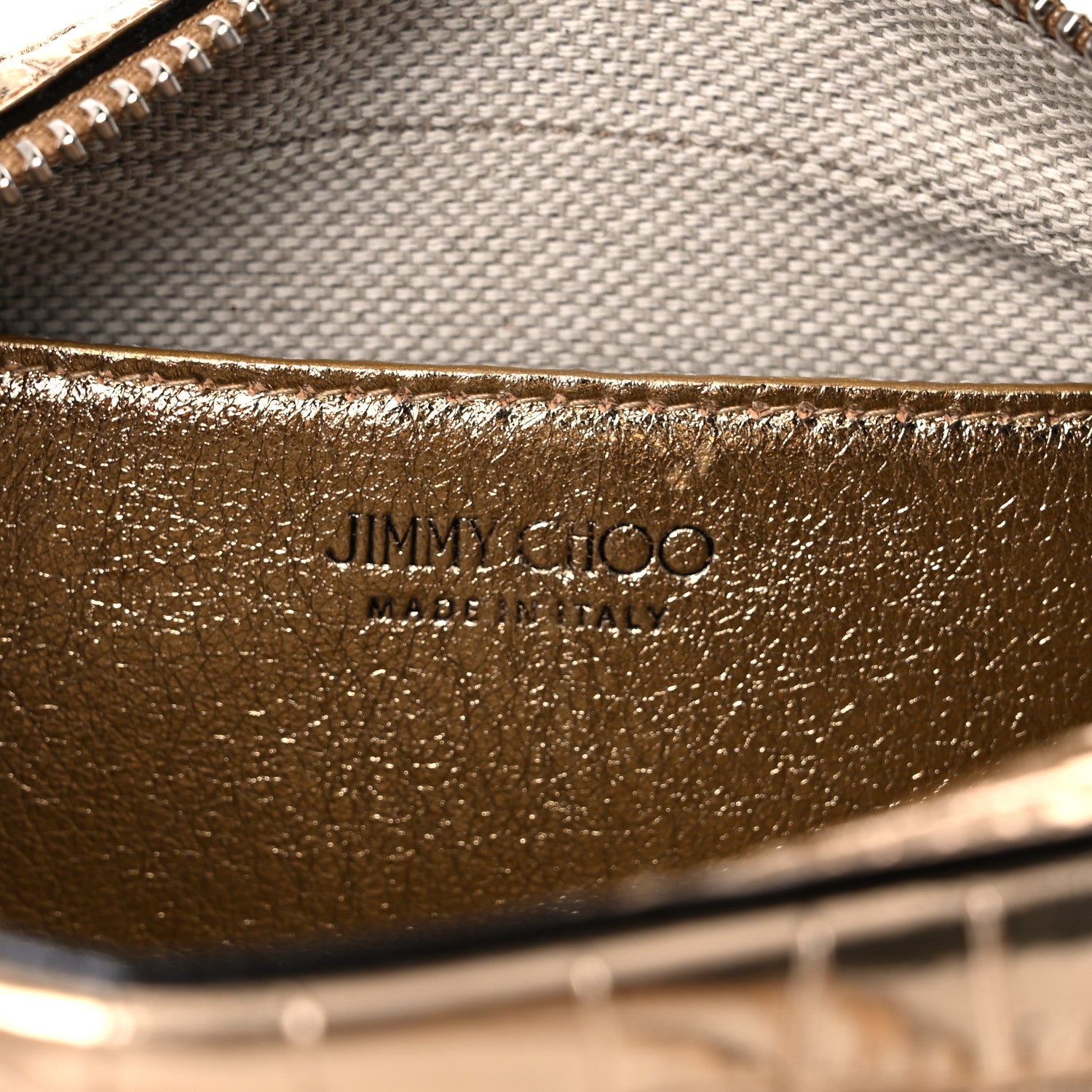 Jimmy Choo Calfskin Crocodile Embossed Mini Hale Crossbody Gold 7 of 9