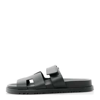 Hermes Calfskin Womens Chypre Sandals 35 Black 1 of 9