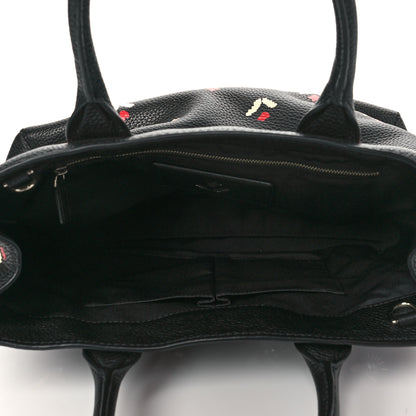 Marc Jacobs Grained Calfskin Embellished Tulip Print Tote Black Multicolor 5 of 10