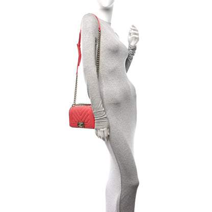 Chanel Calfskin Chevron Quilted Small Boy Flap Pink 2 of 17