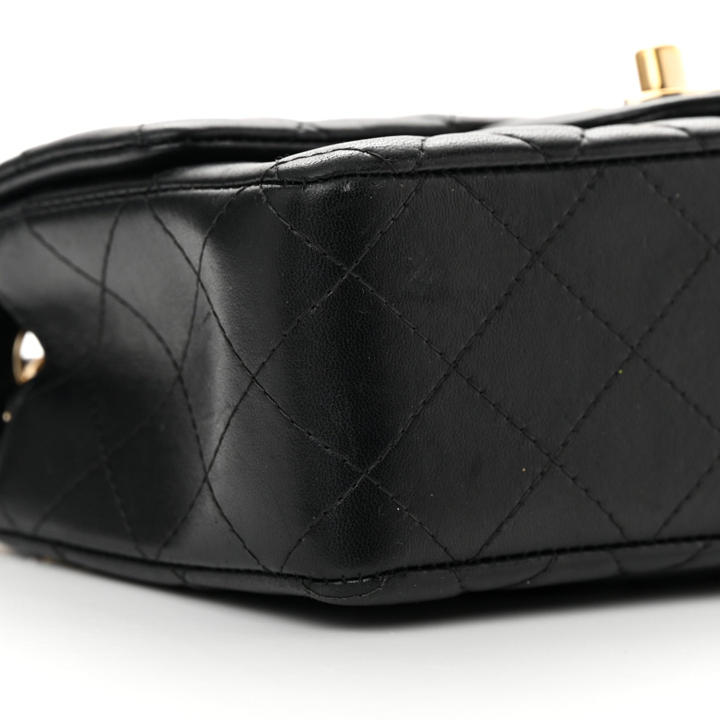 Lambskin Quilted Mini Rectangular Flap Black