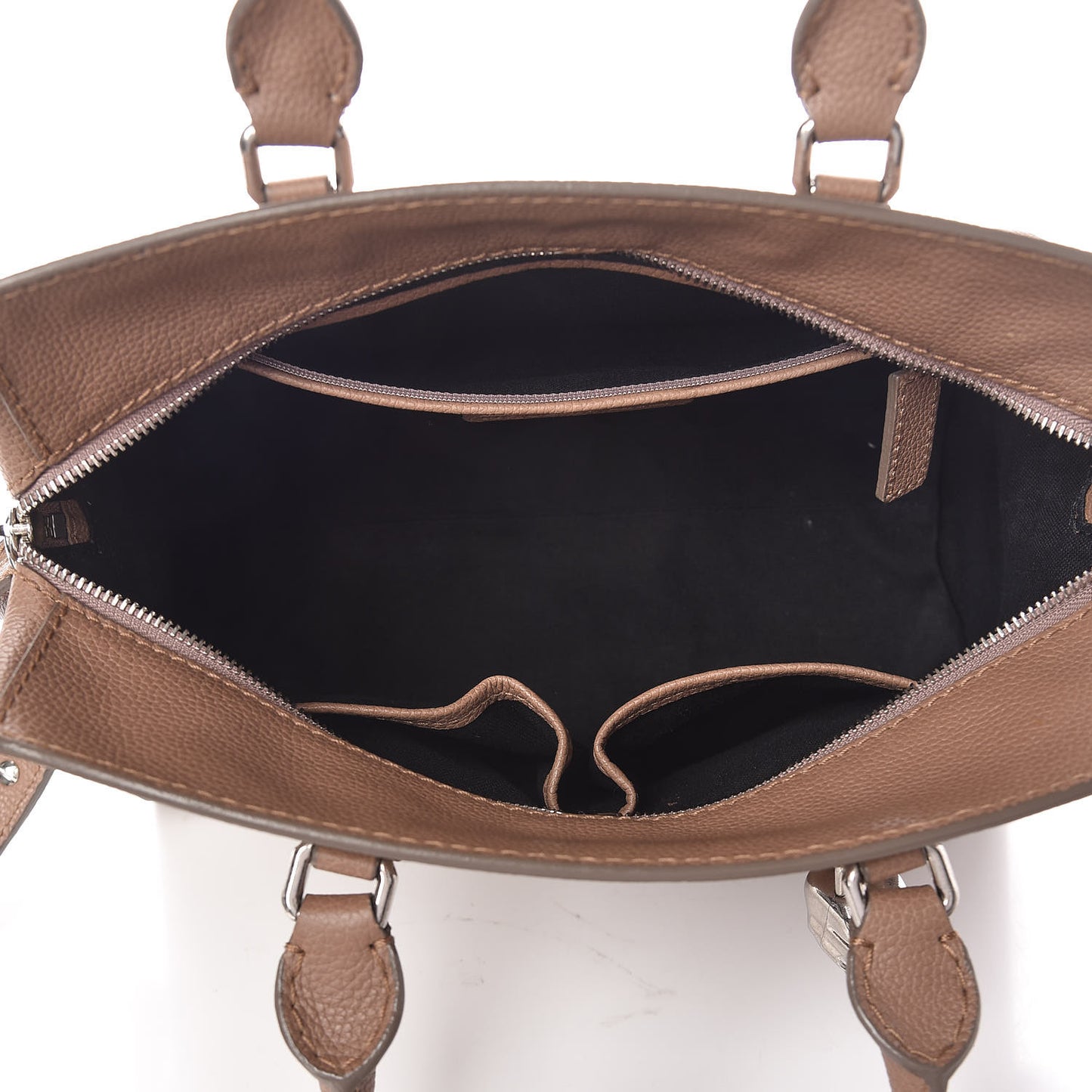 Pebbled Calfskin Small Skull Padlock Zip Around Tote Cognac