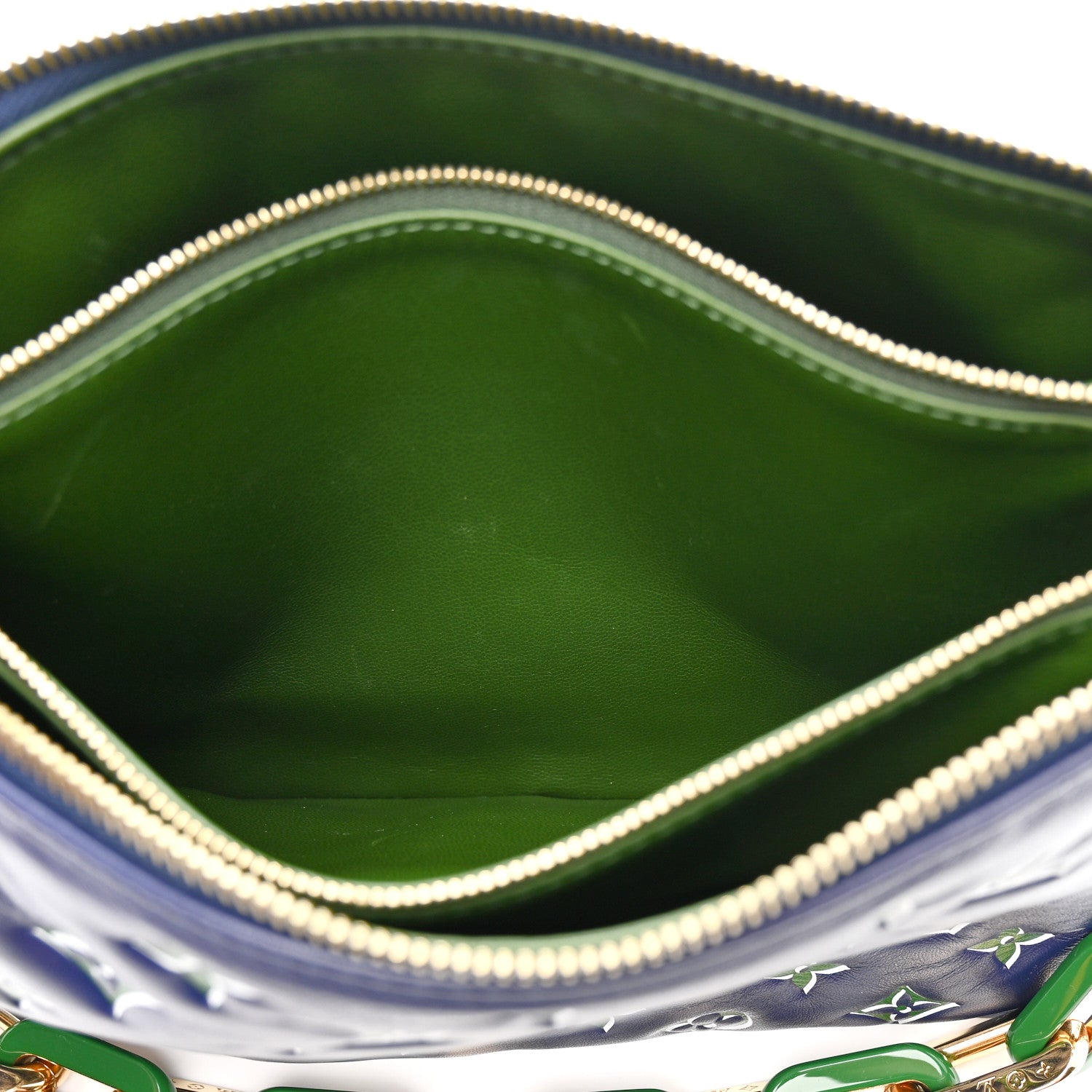 Louis Vuitton Lambskin Embossed Monogram Coussin PM Blue Green 6 of 12
