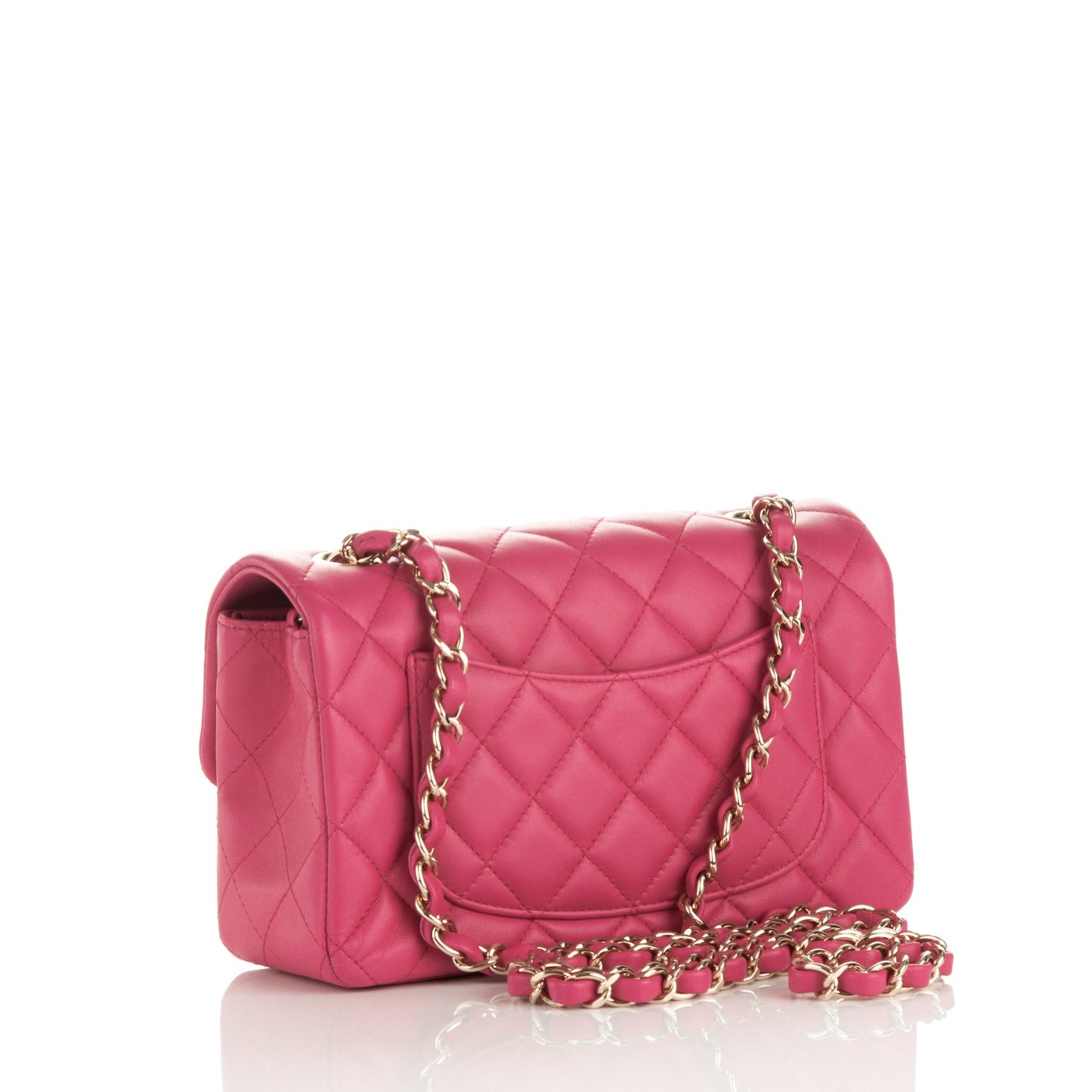Lambskin Quilted Mini Rectangular Flap Fuchsia