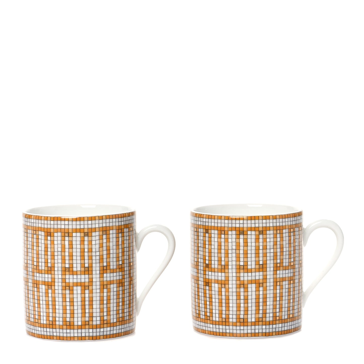 Porcelain Mosaique Au 24 Gold Coffee Cup and Saucer Set of 2