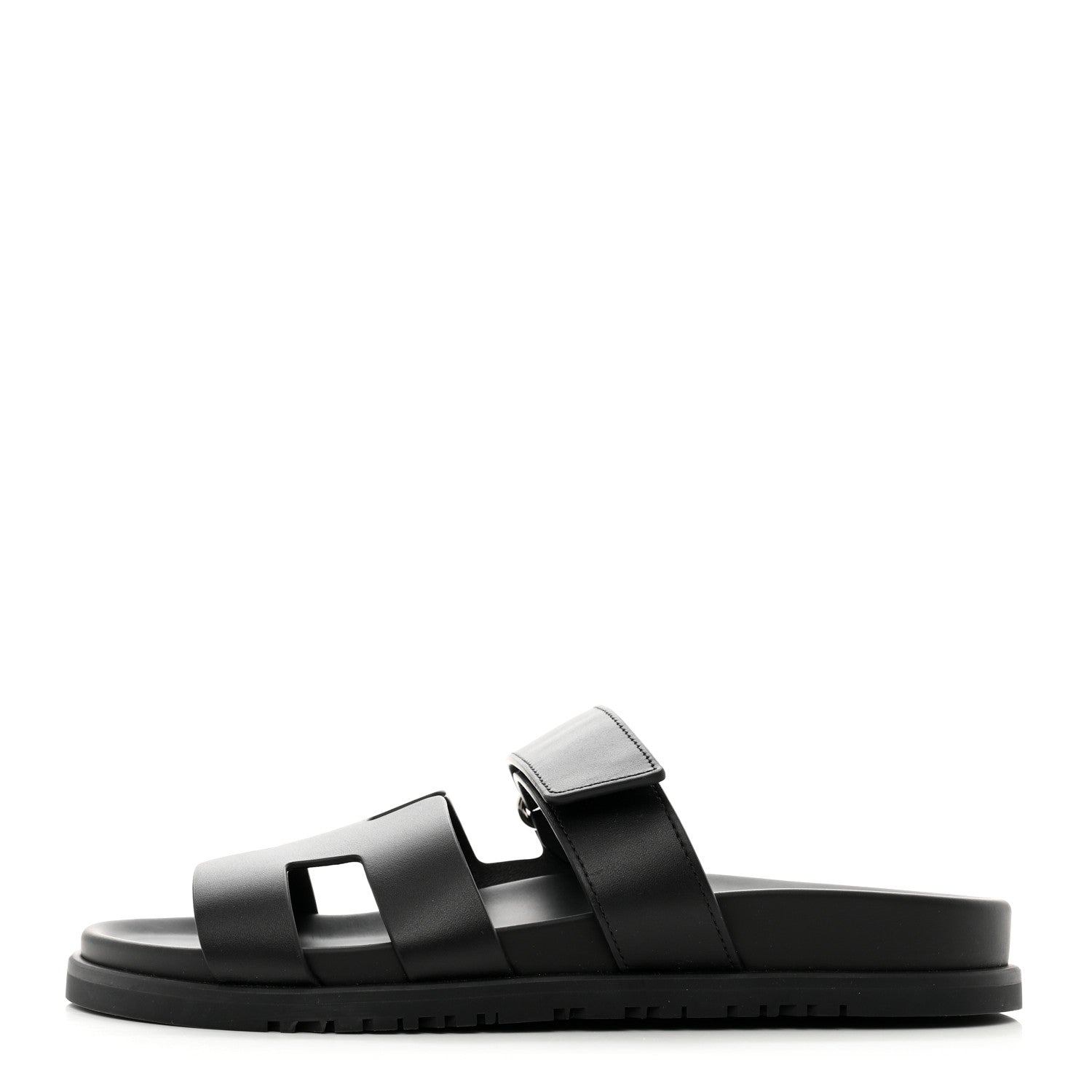 Hermes Calfskin Womens Chypre Sandals 38 Black 1 of 9