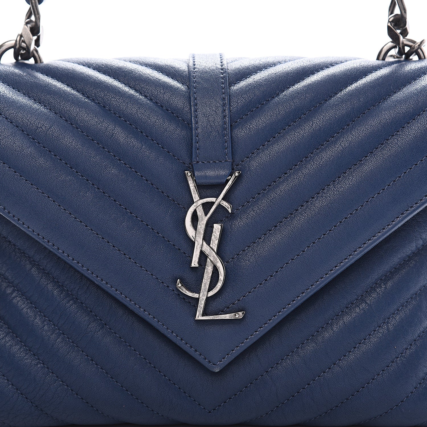 Saint Laurent Sheepskin Matelasse Monogram Large College Bag Navy 8 of 8