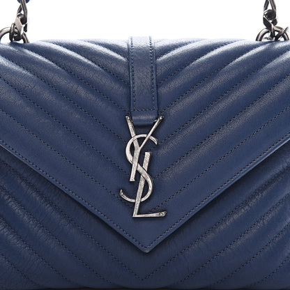 Saint Laurent Sheepskin Matelasse Monogram Large College Bag Navy 8 of 8