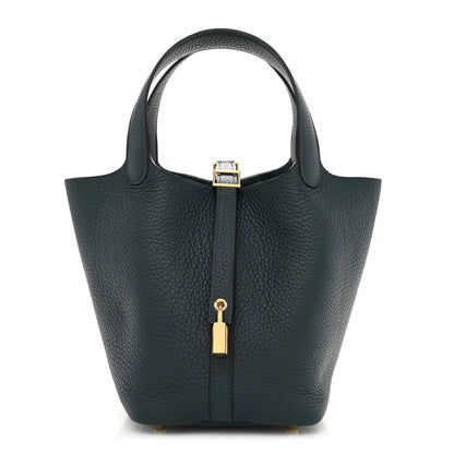 Hermes Taurillon Clemence Picotin Lock 18 PM Vert Cypress 1 of 10