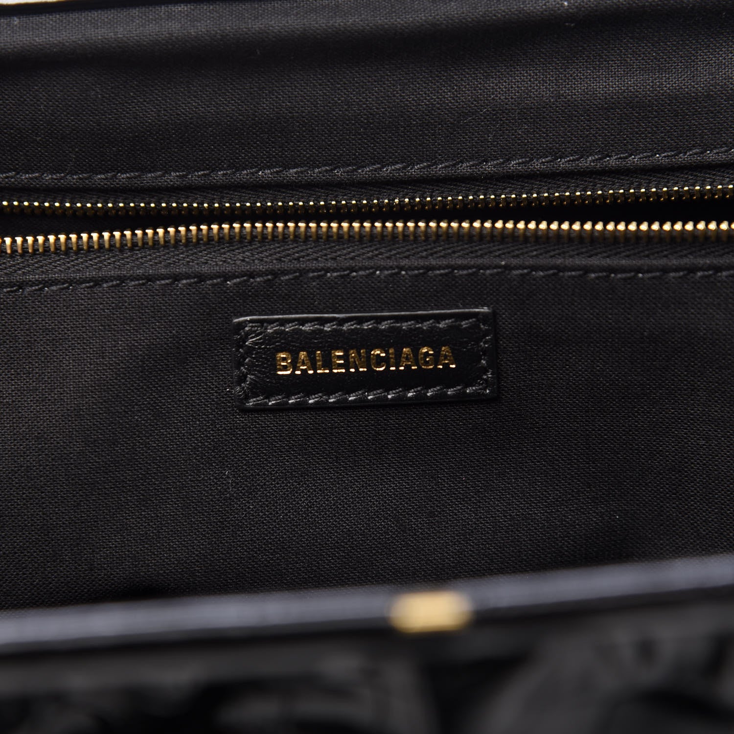 Balenciaga Shiny Supple Calfskin Logo Crocodile Embossed XL Cloud Clutch Black White 8 of 10