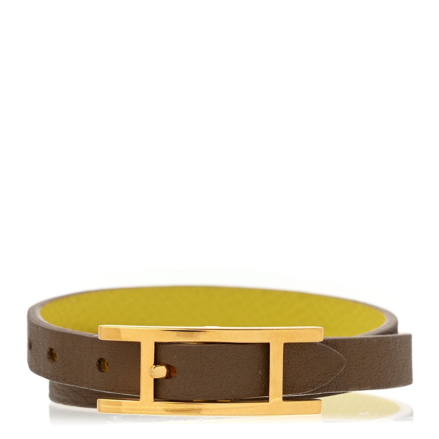 Epsom Swift Behapi Double Tour Bracelet XS Lime Etoupe