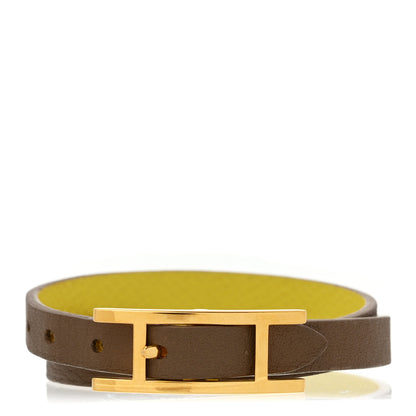 Hermes Epsom Swift Behapi Double Tour Bracelet XS Lime Etoupe 1 of 6