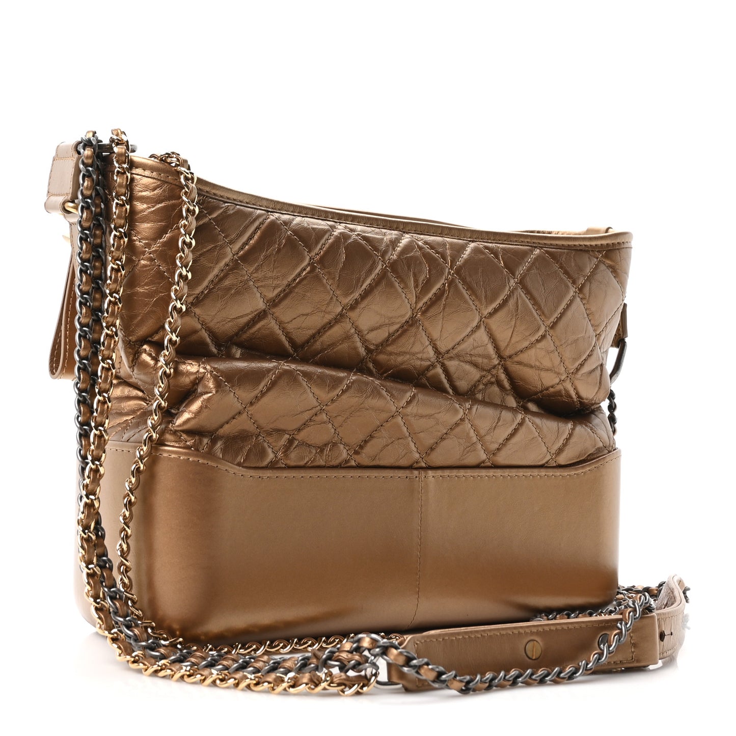 Metallic Lambskin Calfskin Quilted Medium Gabrielle Hobo Gold