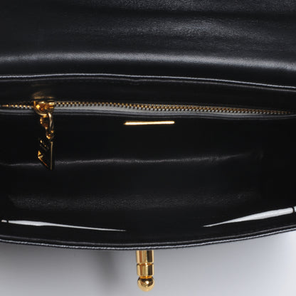 Prada Saffiano Vernice Chain Shoulder Bag Black White 5 of 7
