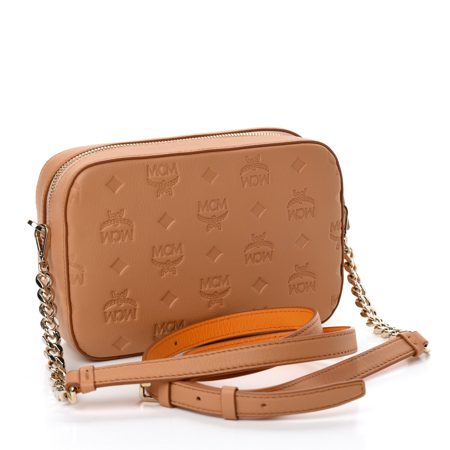 MCM Calfskin Ottomar Monogram Klara Crossbody Bag Sandstone 3 of 9
