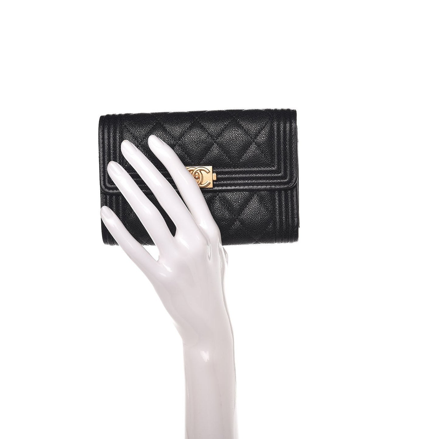 Caviar Quilted Medium Boy Flap Wallet Black