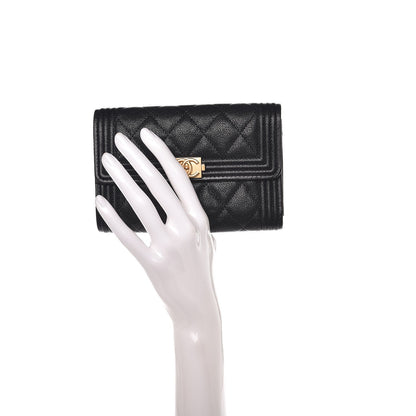 Chanel Caviar Quilted Medium Boy Flap Wallet Black 2 of 8