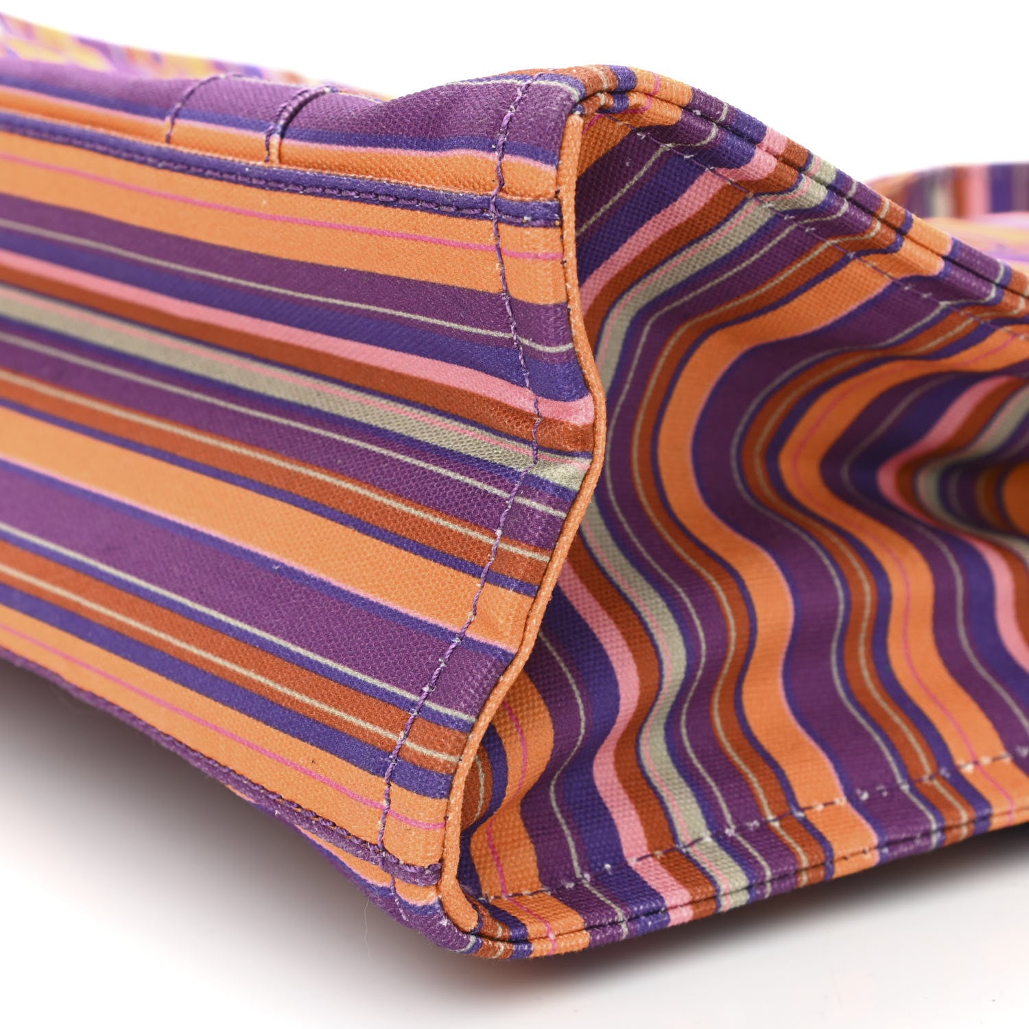 Marc Jacobs Cotton Canvas Striped Medium The Traveler Tote Bag Purple 10 of 13