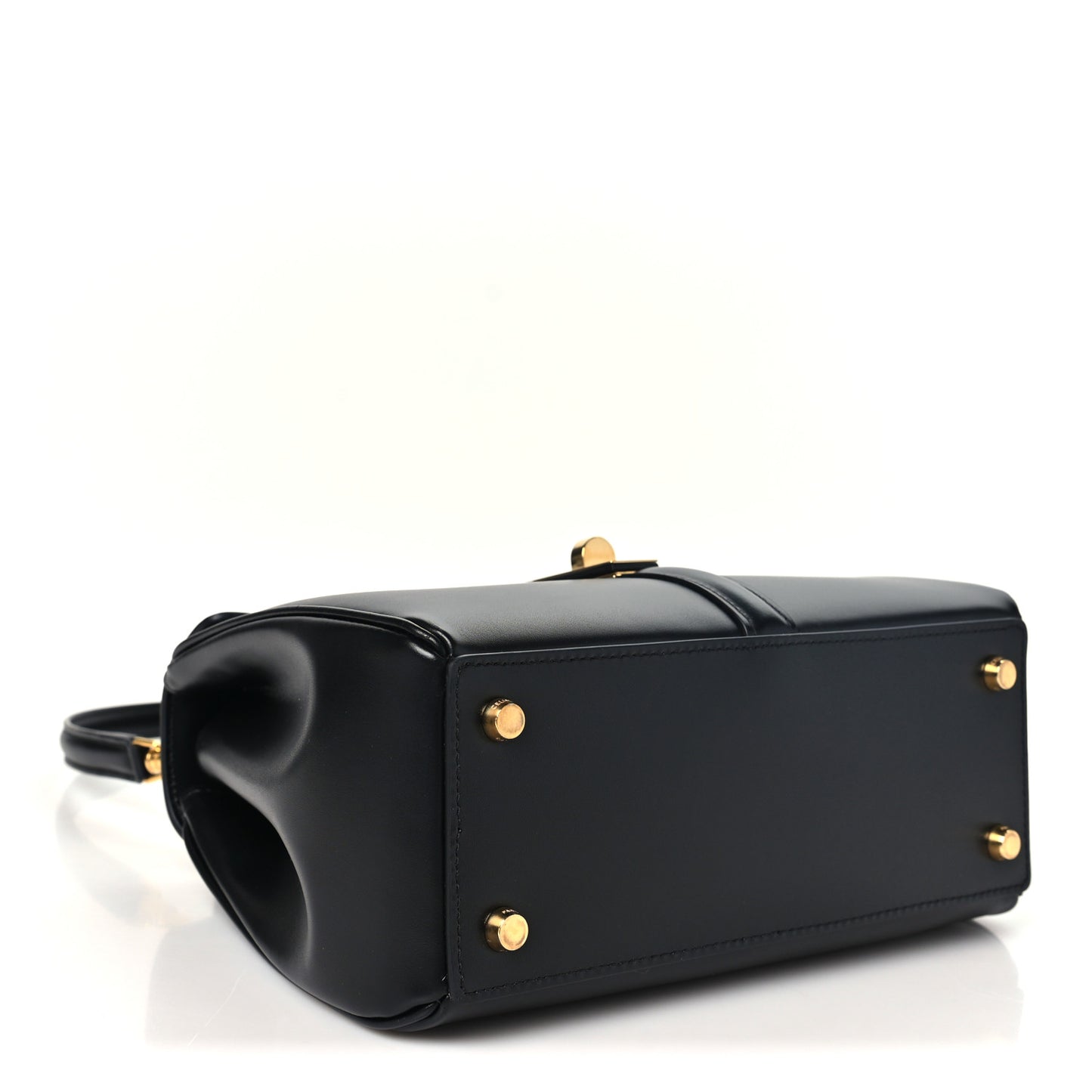 Satinated Calfskin Small 16 Top Handle Bag Black