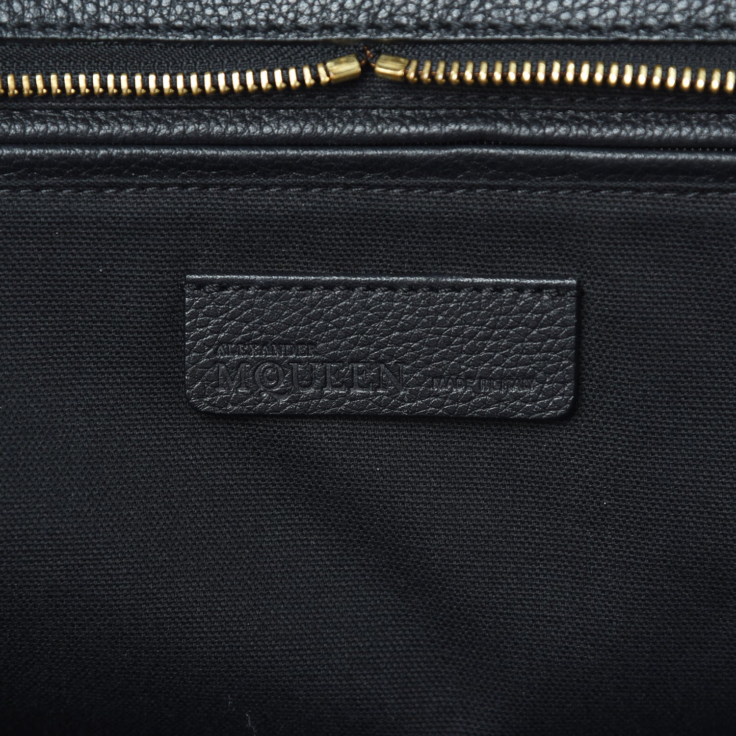 Alexander McQueen Pebbled Calfskin Large Skull Padlock Zip Around Tote Black 6 of 15
