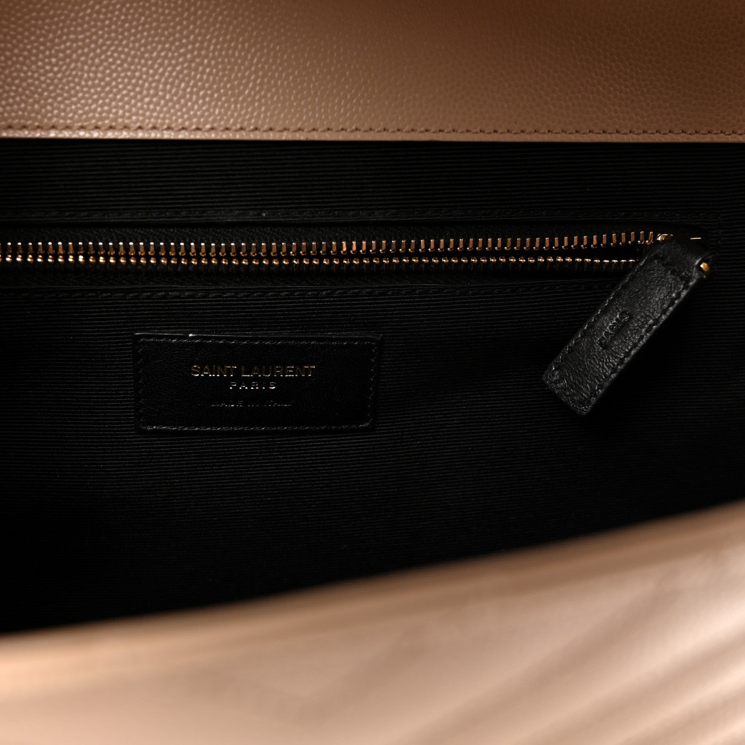 Saint Laurent Grain De Poudre Matelasse Chevron Large Monogram Satchel Dark Beige 6 of 10
