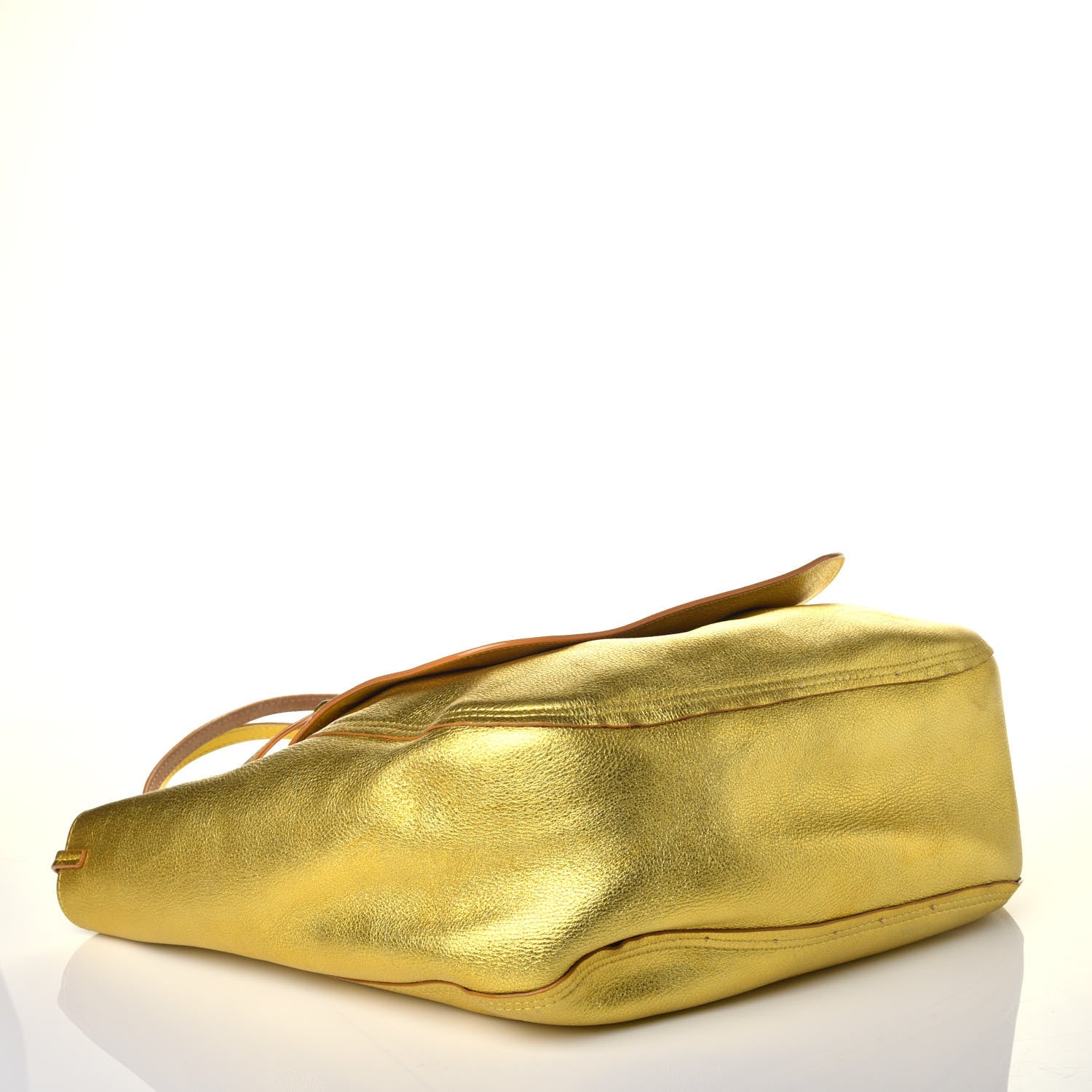 Jimmy Choo Metallic Nappa Suede Stevie Reversible Tote Saffron Caramel 6 of 17