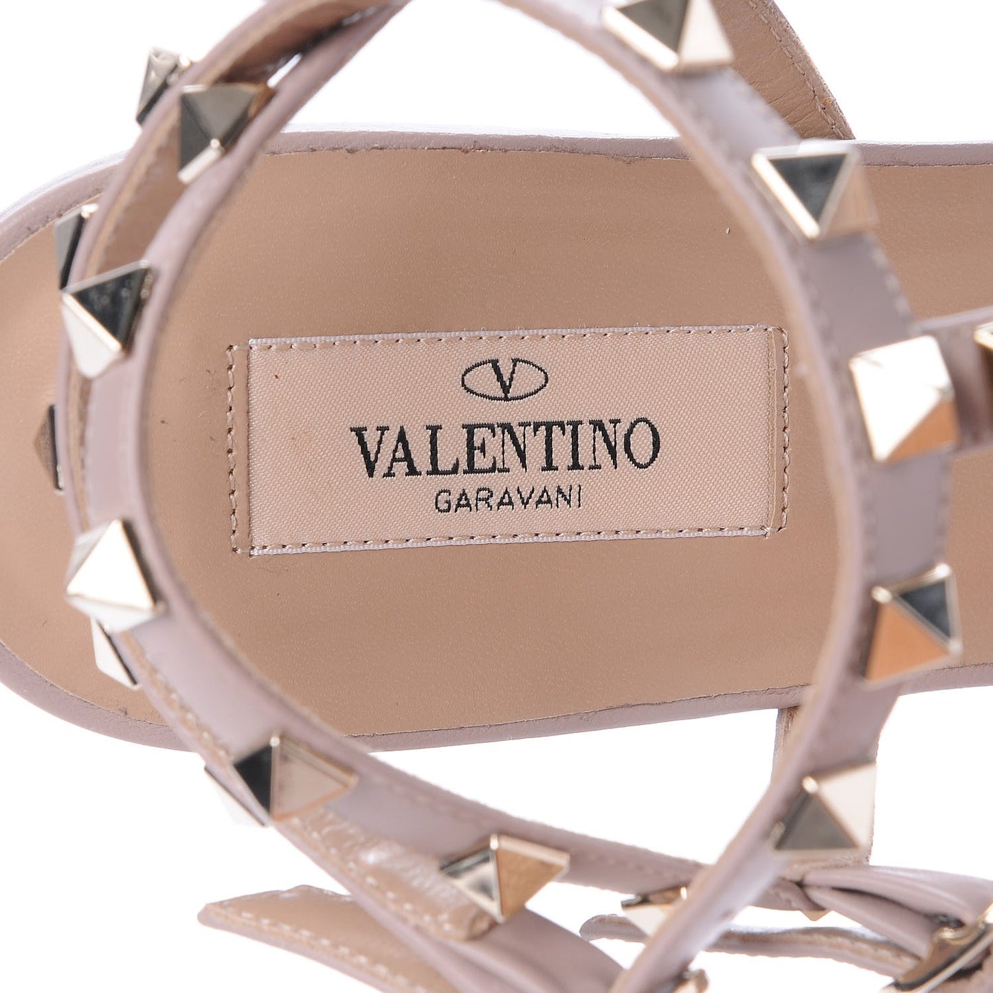 Nappa Rockstud Gladiator Flat Sandals 41 Poudre