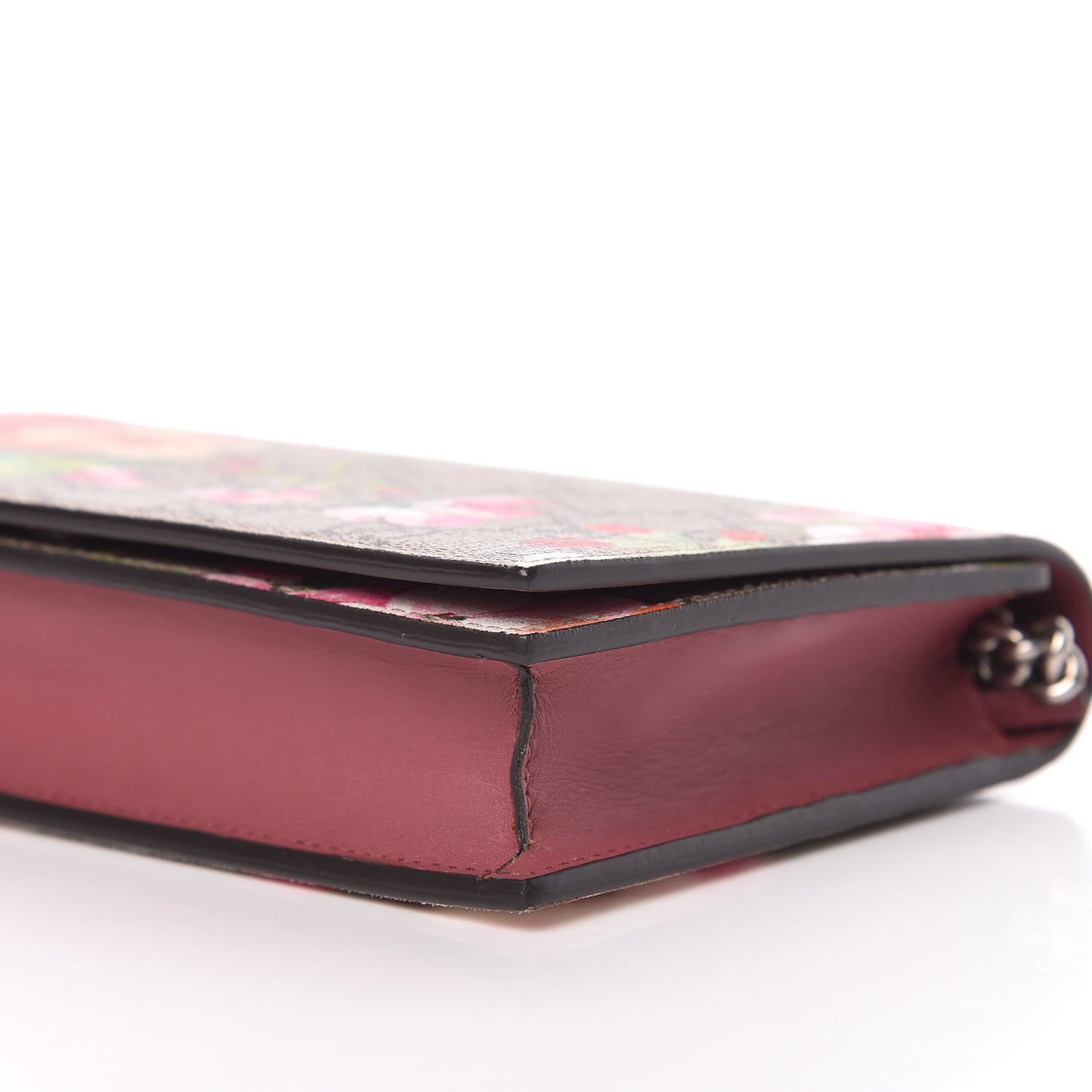 GG Supreme Monogram Blooms Chain Wallet Beige Multicolor Dry Rose