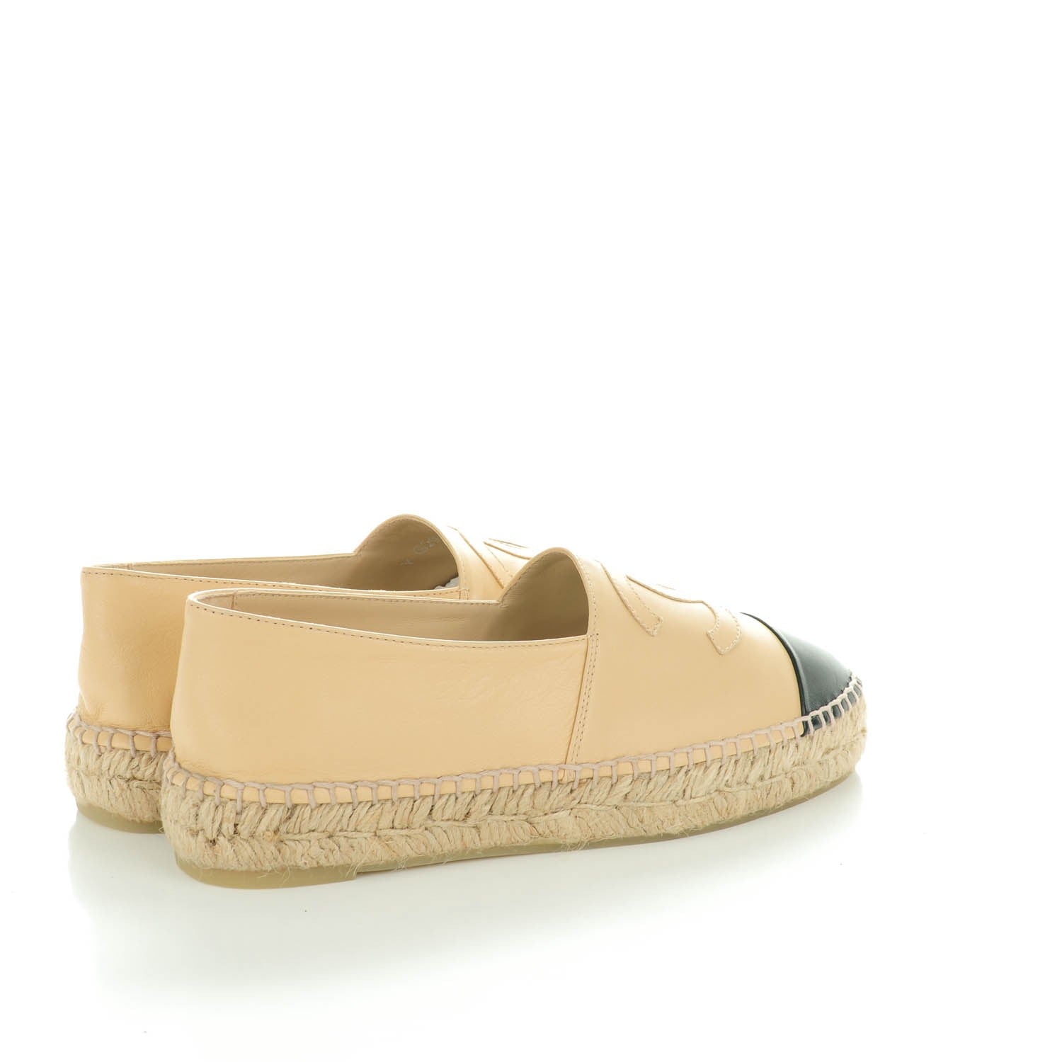 Chanel Lambskin CC Espadrilles 37 Beige Black 4 of 9