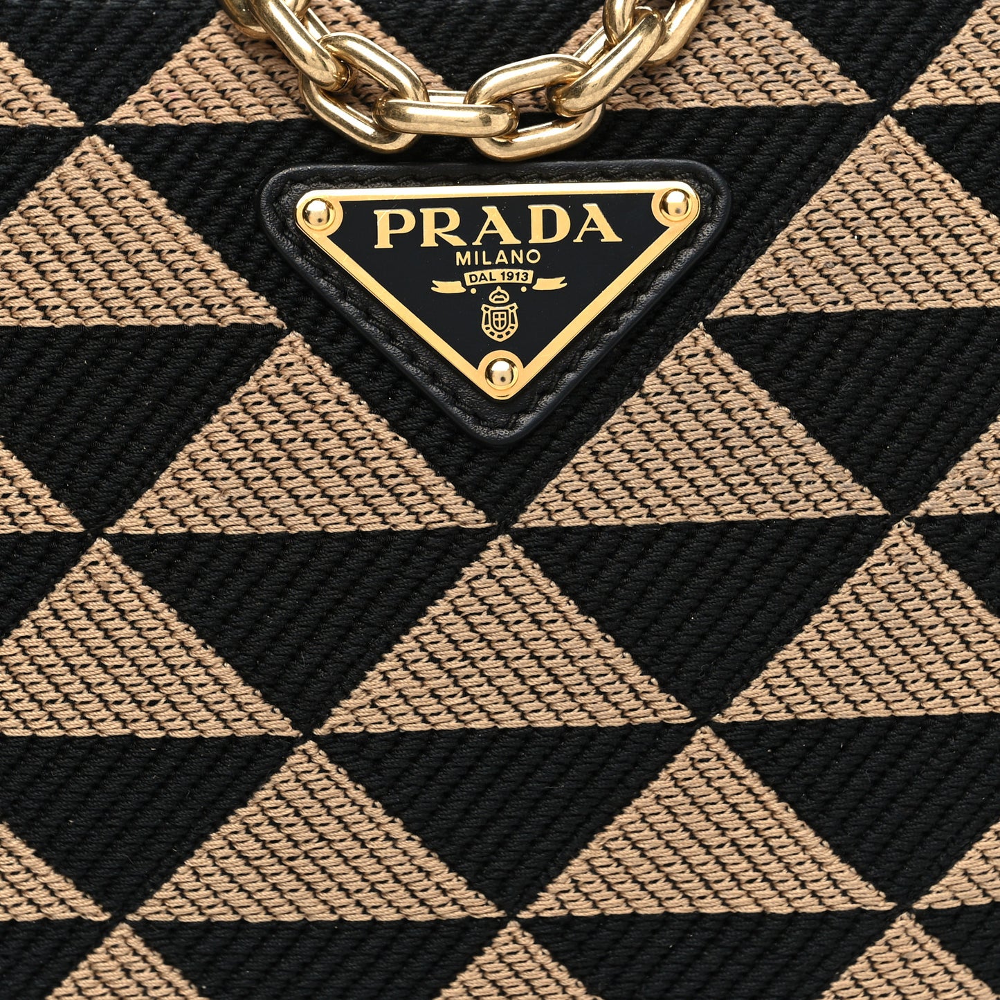 Jacquard Calfskin Triangolo Symbole Embroidered Mini Triangle Double Bag Black Corda