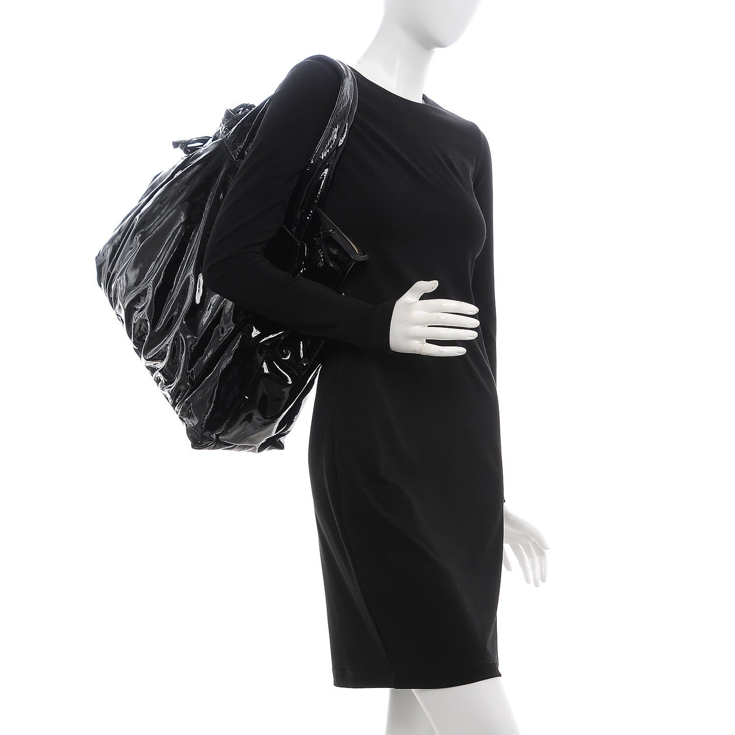 Gucci Patent Large Hysteria Top Bag Black 2 of 9