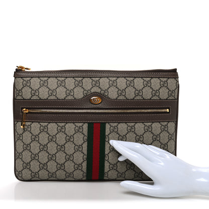 Gucci GG Supreme Monogram Large Ophidia Pouch Clutch Brown 2 of 7