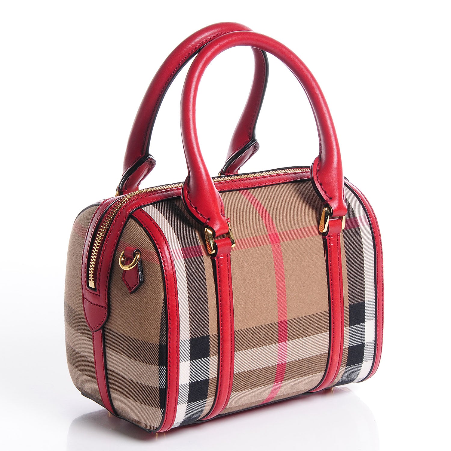 Burberry House Check Small Alchester Bowling Bag Military Red 3 of 10