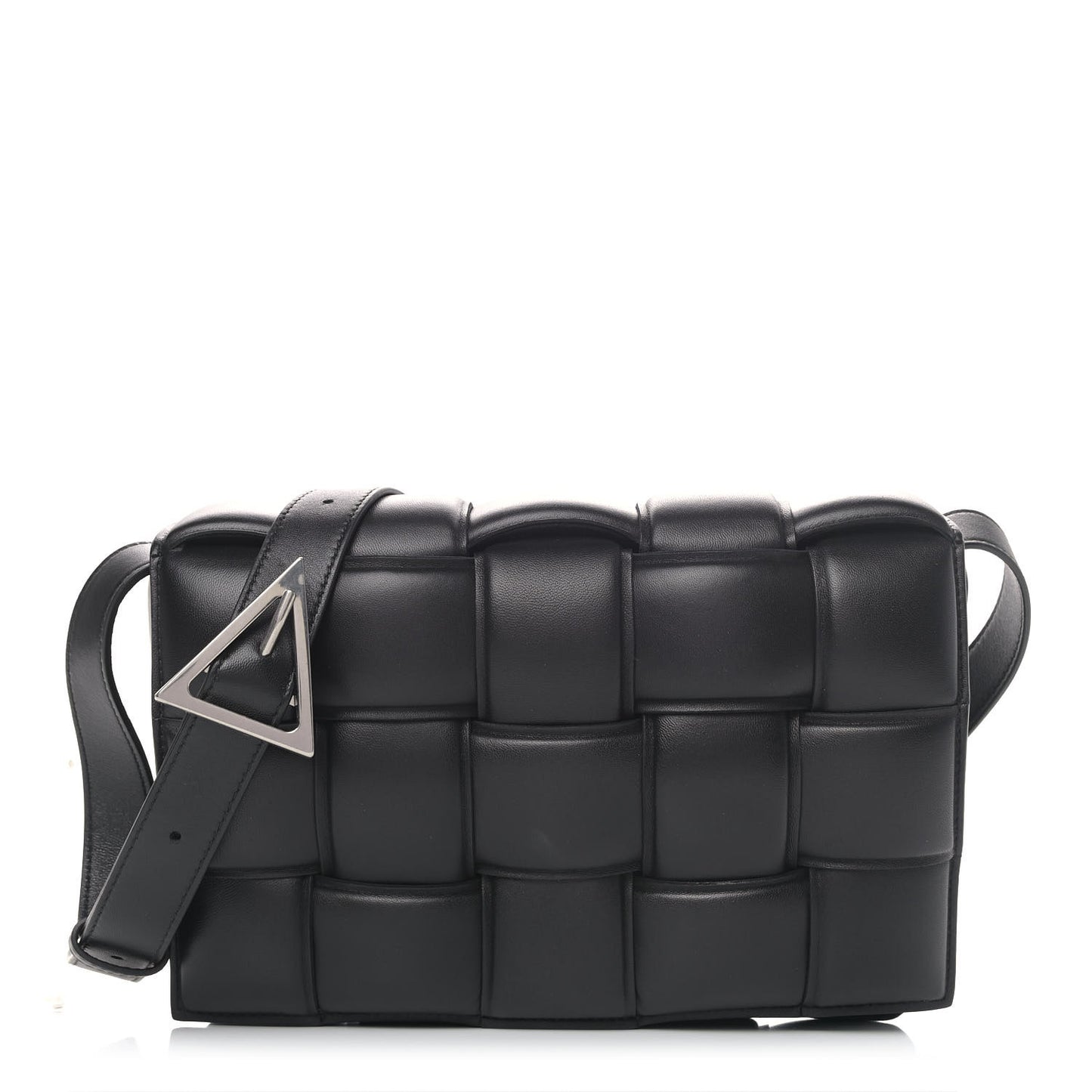 Nappa Maxi Intreccio Padded Cassette Crossbody Bag Black