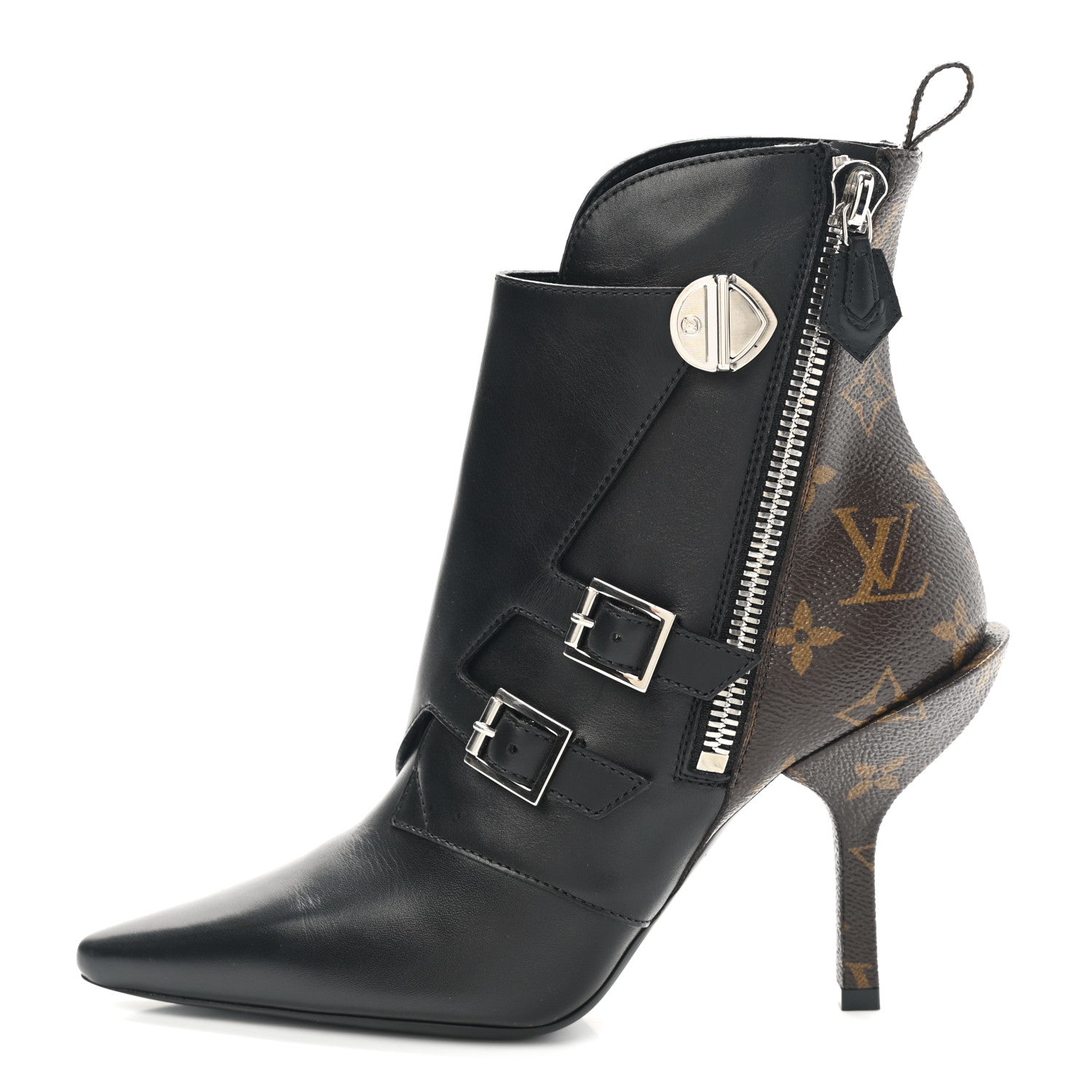 Louis Vuitton Calfskin Monogram Janet Ankle Boots 36.5 Black 1 of 9