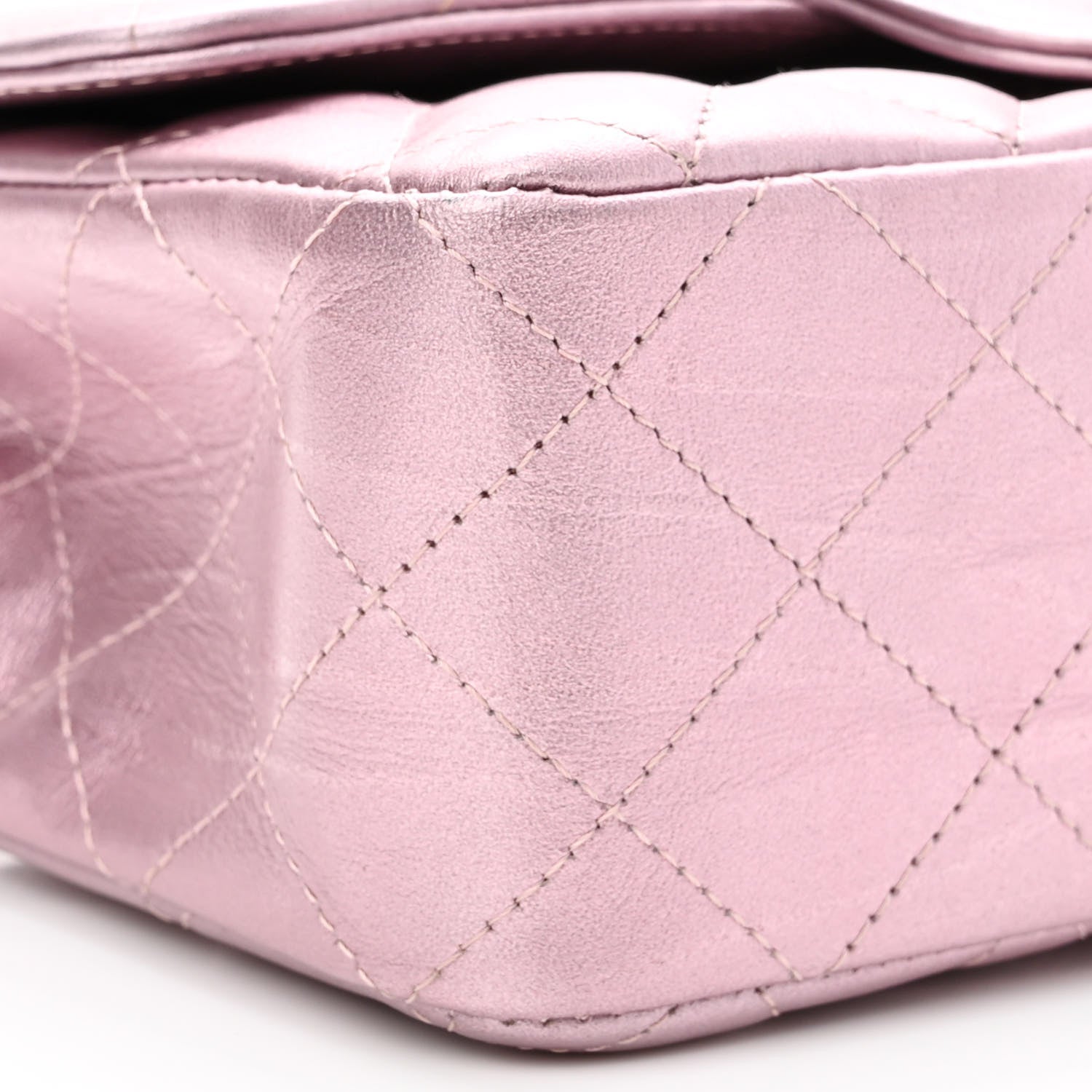 Chanel Metallic Calfskin Quilted Mini Rectangular Flap Pink 9 of 10