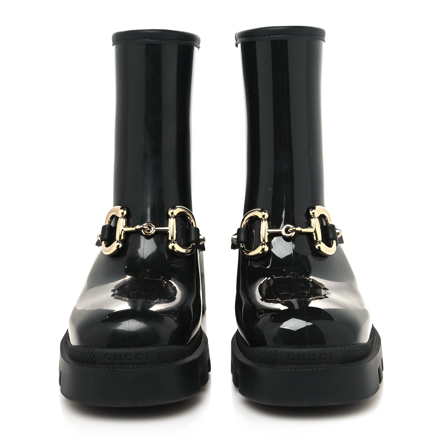 Gucci Rubber Womens Horsebit Ankle Boots 36 Black 2 of 8