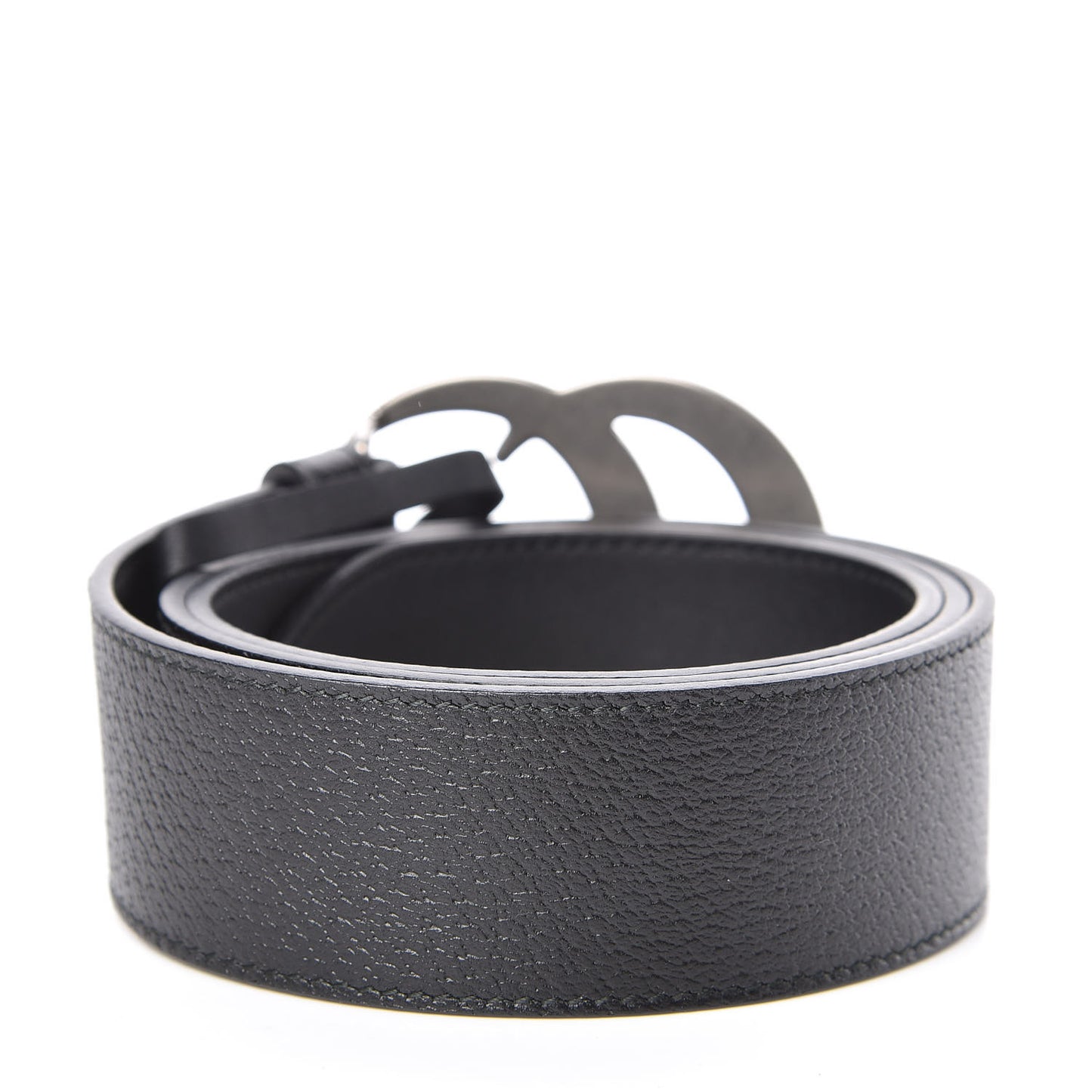 Textured Dollar Calfskin Nickel Double G 40mm Belt 85 34 Black