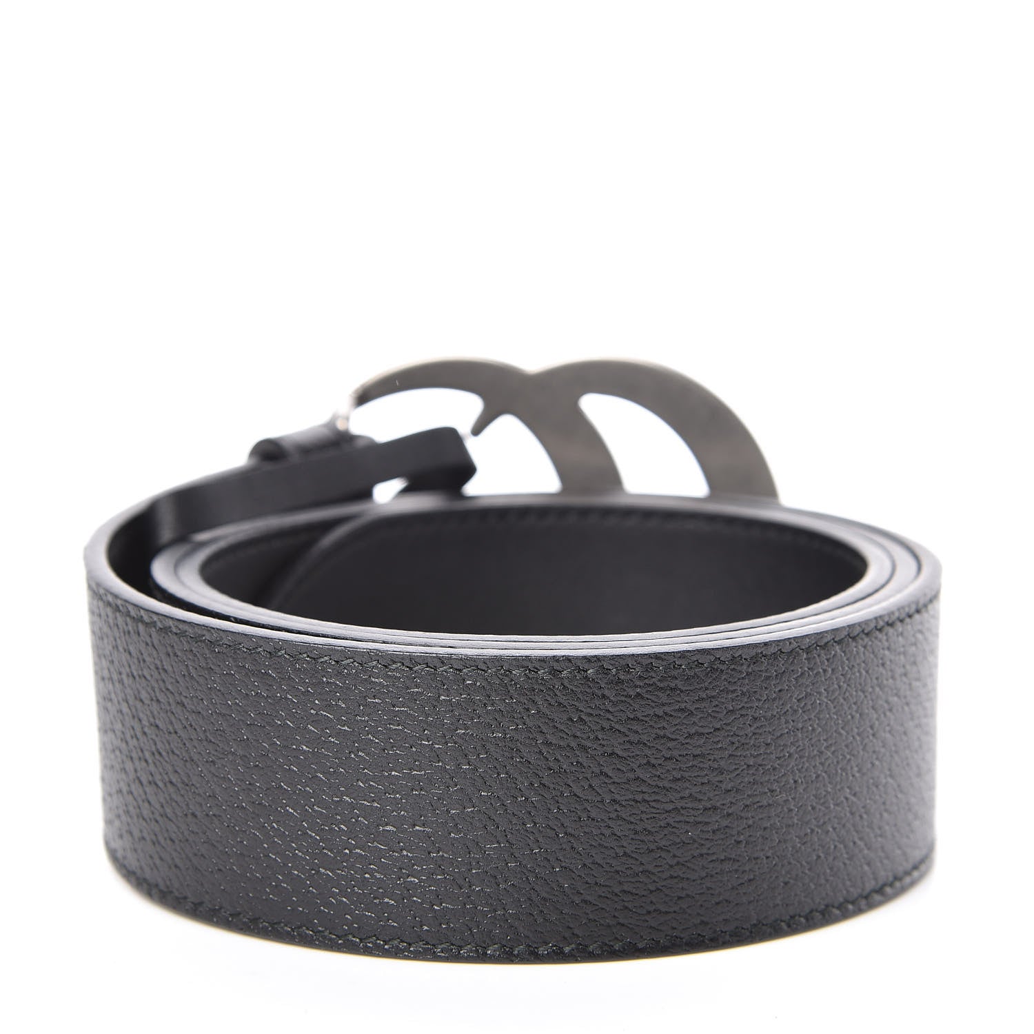 Gucci Textured Dollar Calfskin Nickel Double G 40mm Belt 85 34 Black 3 of 6