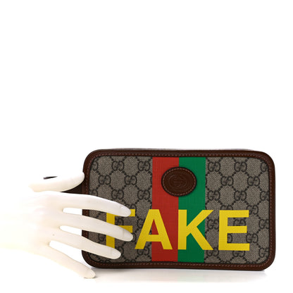 Gucci GG Supreme Monogram Azalea Calfskin Fake/Not Retro Interlocking G Cosmetic Case Beige Ebony Brown Sugar 2 of 12